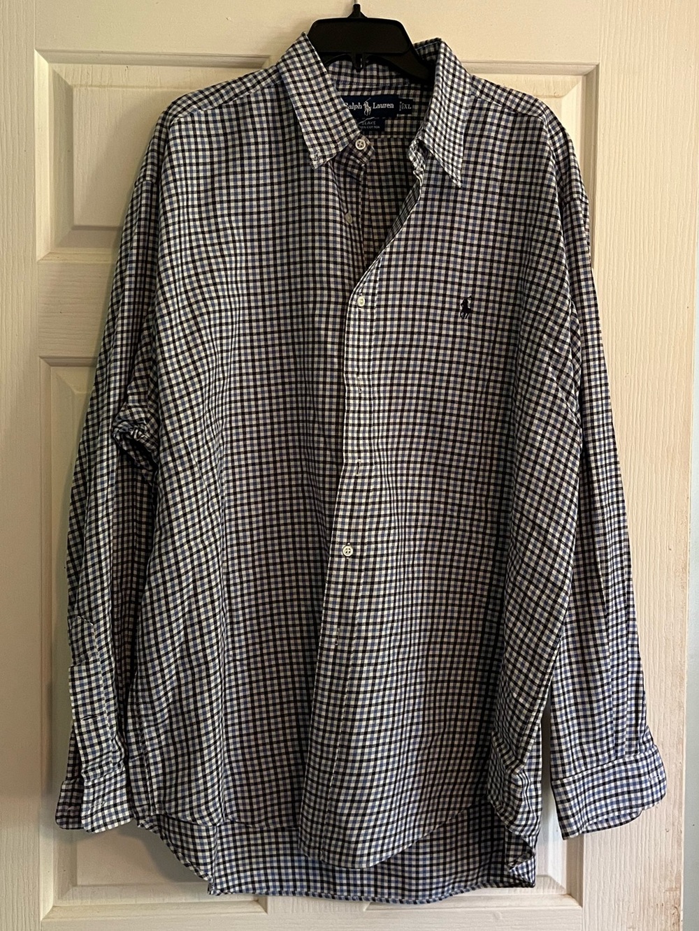 Ralph Lauren Men's Navy and White Check Button-Down Shirt